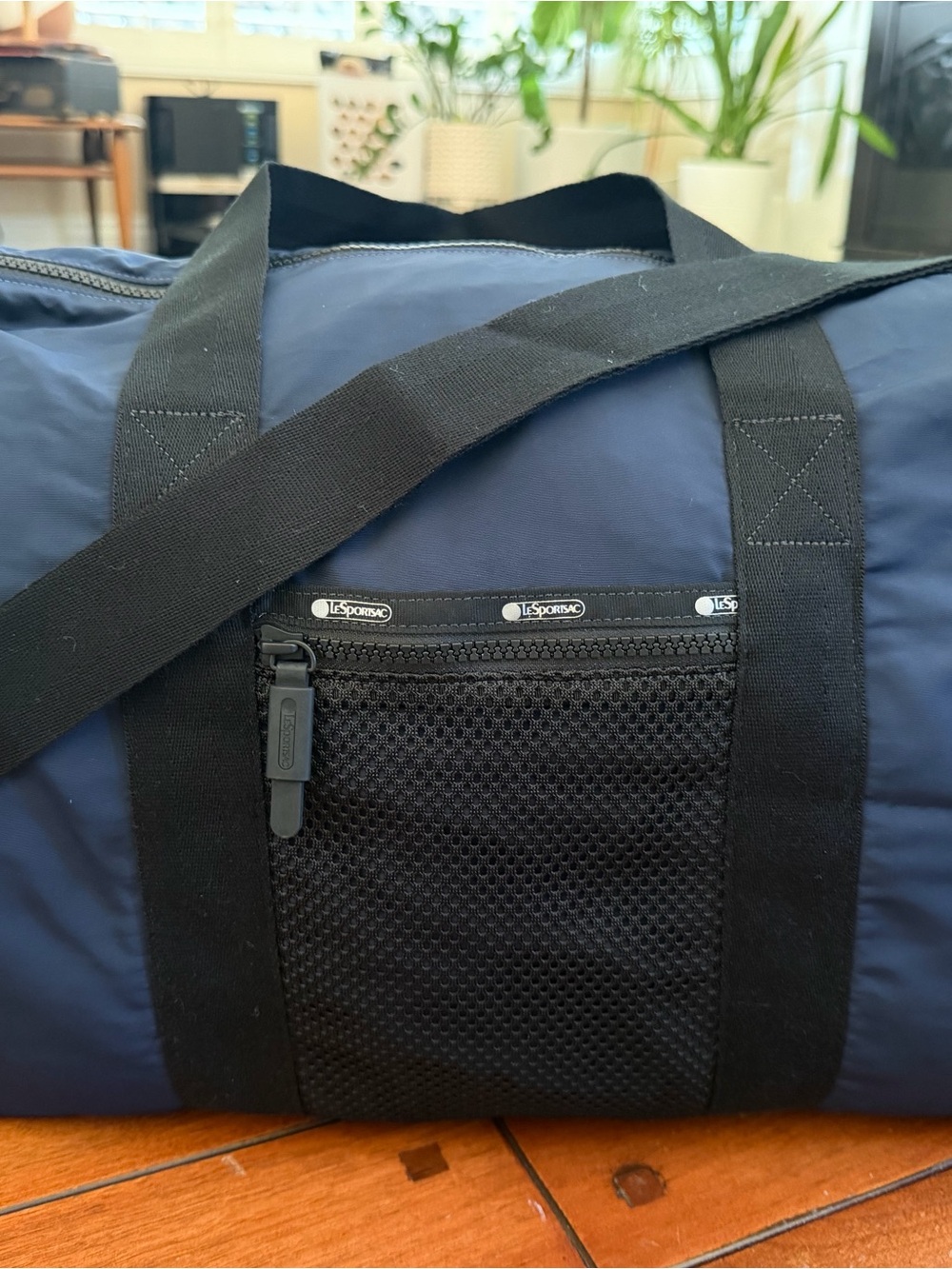 Lesportsac Navy and Black Mesh-Front Duffel